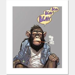 Stoned Monkey Blah Blah Blah Monkey Thoughts Posters and Art